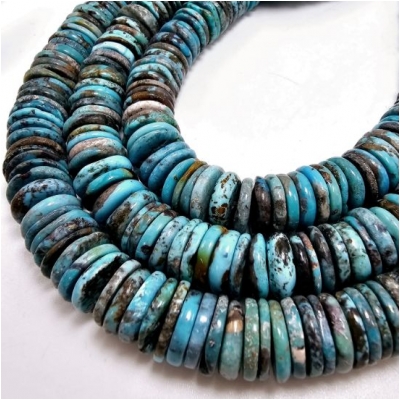 Hubei Turquoise Center Drilled Disc Gemstone Beads (S) 12mm 16 inches