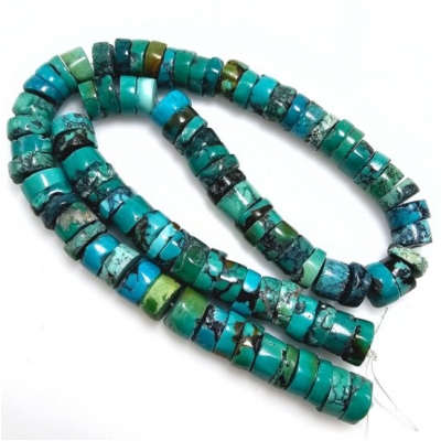 Hubei Turquoise Heishi Gemstone Beads (S) 8.8 to 10.2mm 15 inches