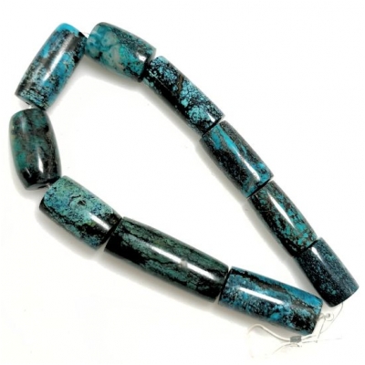 Hubei Turquoise Barrel Gemstone Beads (S) 8.9 to 11.3mm x 15.5 to 29.3mm 8 inches