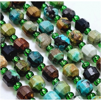 Hubei Turquoise Faceted Energy Prism Gemstone Beads (S) 6mm 15.25 inches