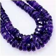 Amethyst Graduated Hand Faceted Wheel AAA Grade Gemstone Beads (H) 3.1 to 7.5mm 16 inches