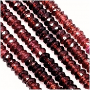 Garnet Shaded Hand Faceted Wheel AAA Grade Gemstone Beads (N) 4mm 13 inches