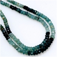 Grandidierite Shaded Hand Faceted Rondelle Gemstone Beads AA Grade (N) 3.5 to 4.5mm 16.25 inches