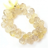 Rutilated Quartz Top Drilled Carved Leaves Gemstone Beads (N) 10.4 x 10.3mm to 14.2 x 14.6mm 8 inches Rutilated Quartz Top Drilled Carved Leaves Gemstone Beads (N) 10.4 x 10.3mm to 14.2 x 14.6mm 8 inches