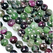 Ruby Zoisite Checkerboard Faceted Coin AA Grade Gemstone Beads (N) 4mm 12.5 inches