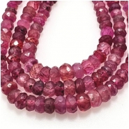 Ruby Graduated Hand Faceted Rondelle Included AA Grade Gemstone Beads (F) 4.25 to 5.25mm 16 inches