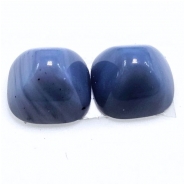 2 Swedish Blue Slag Glass Square Pyramid Pair Cabochon (M) 10.5mm