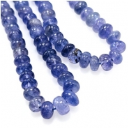 Tanzanite Graduated Smooth Hand Cut Rondelle Gemstone Beads AA Grade (H) 3.3 to 5.6mm 19.5 inches