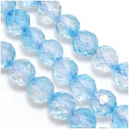 Blue Topaz Micro Faceted Round Gemstone Beads (N) 5mm 15.5 inches