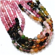 Tourmaline Shaded Faceted Round Gemstone Beads (N) 3mm 15.5 inches