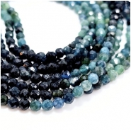 Indicolite Blue Tourmaline Shaded Faceted Round Gemstone Beads (N) 3.3mm 15.25 inches