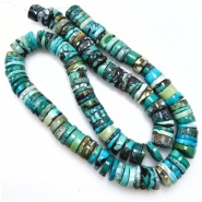 Hubei Turquoise Heishi Gemstone Beads (S) 7.7 to 10.5mm 14.75 inches
